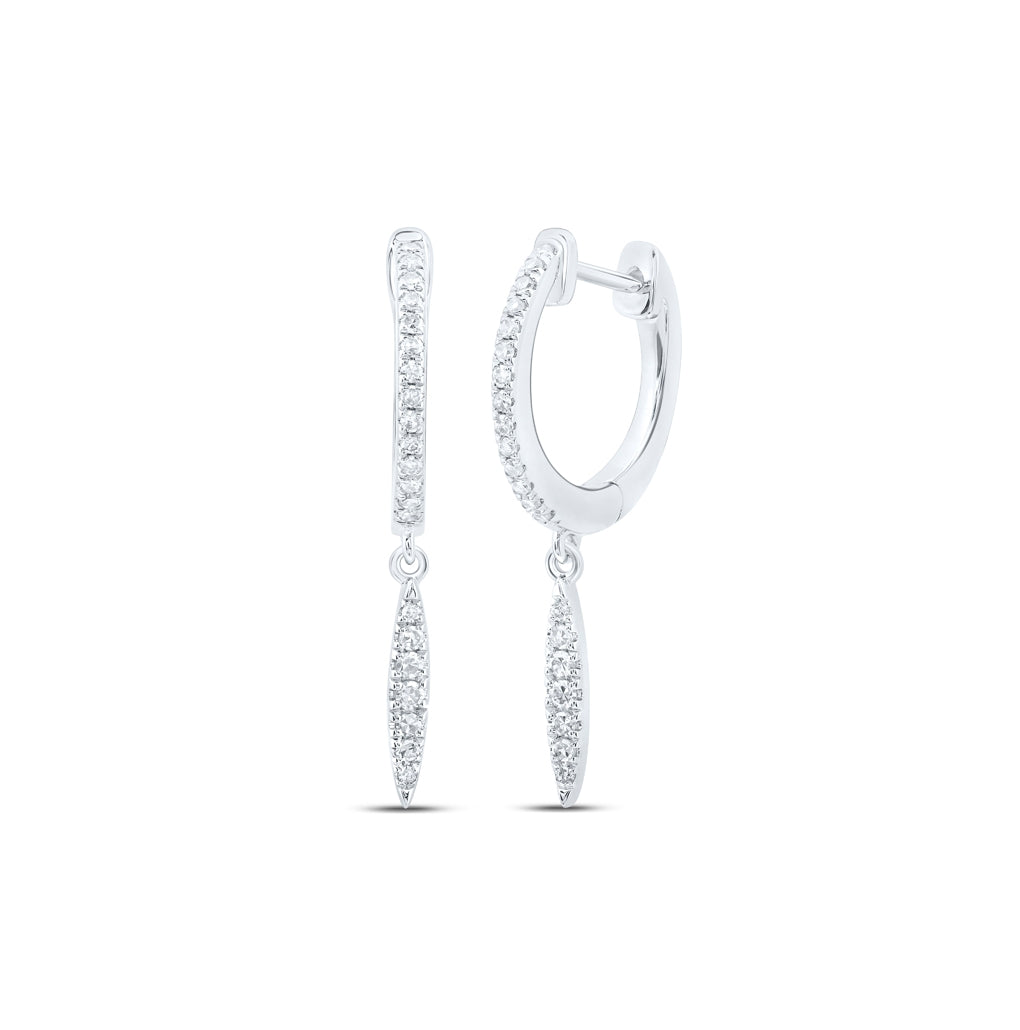10K White Or Yellow Gold Womens Round Diamond Drop Dangle Earrings