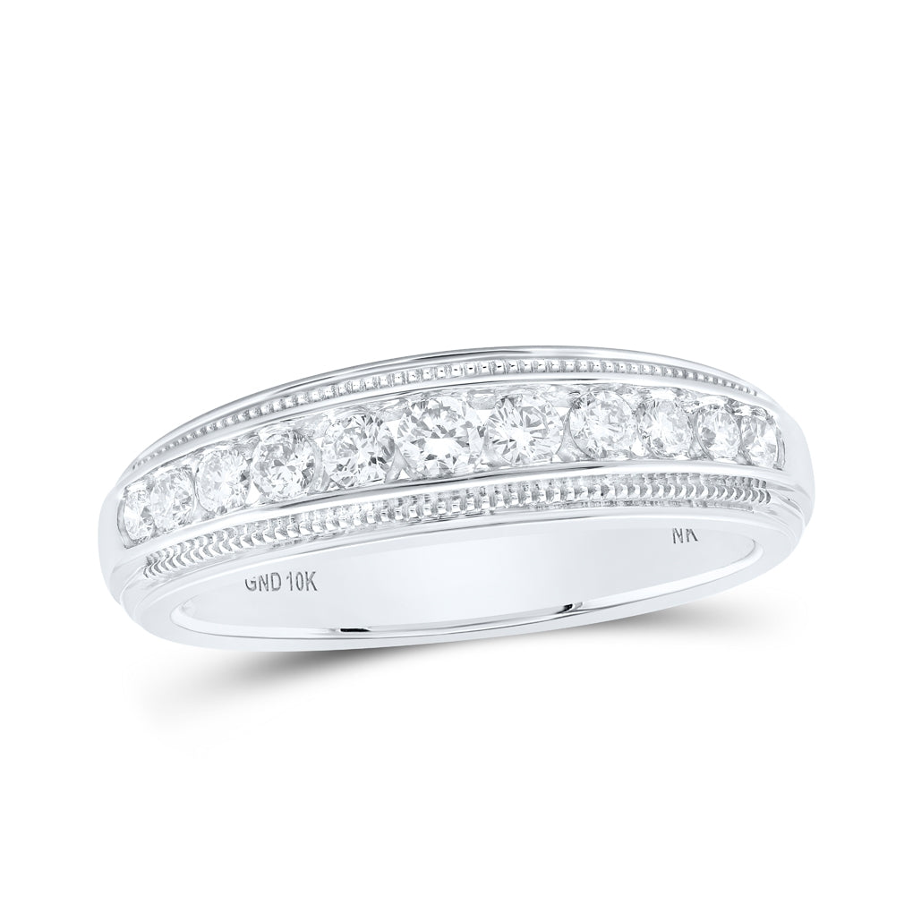 10K Yellow Or White Or Rose Gold Mens Round Diamond Band Ring , Mens Size: 7-13