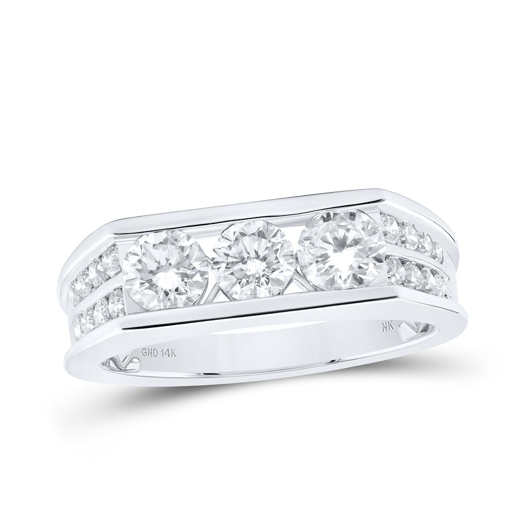 14K White Or Yellow Gold Mens Round Diamond Band Ring , Mens Size: 7-13