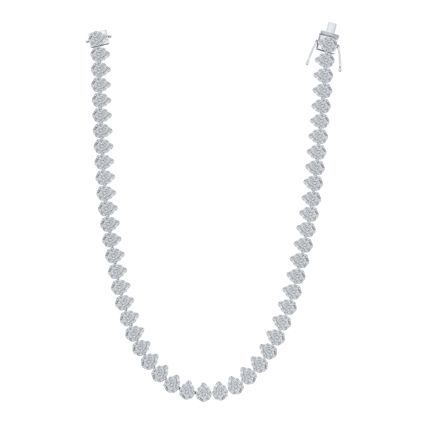 10K Yellow Or White Gold Womens Round Diamond 18-inch Teardrop Link Necklace 6-1/2 Cttw