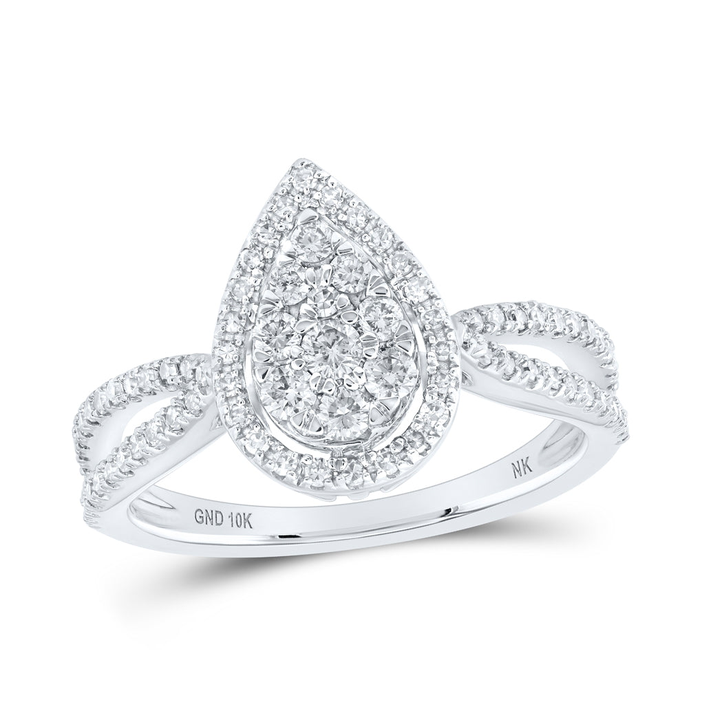 10K Yellow Or White Or Rose Gold Round Diamond Teardrop Bridal Wedding Engagement Ring , Womens Size: 5-10