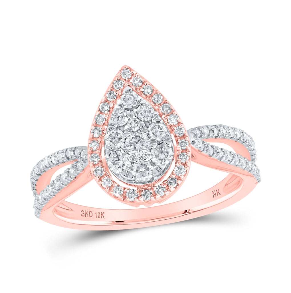 10K Yellow Or White Or Rose Gold Round Diamond Teardrop Bridal Wedding Engagement Ring , Womens Size: 5-10