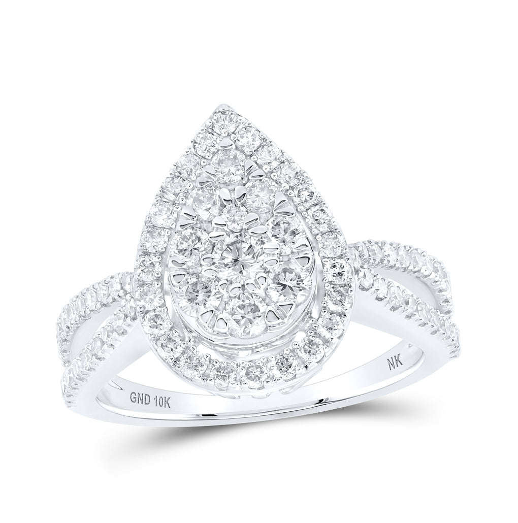 10K Yellow Or White Or Rose Gold Round Diamond Teardrop Bridal Wedding Engagement Ring , Womens Size: 5-10