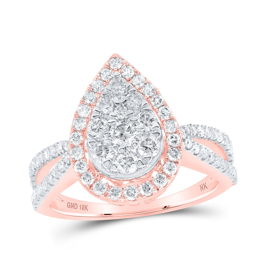 10K Yellow Or White Or Rose Gold Round Diamond Teardrop Bridal Wedding Engagement Ring , Womens Size: 5-10
