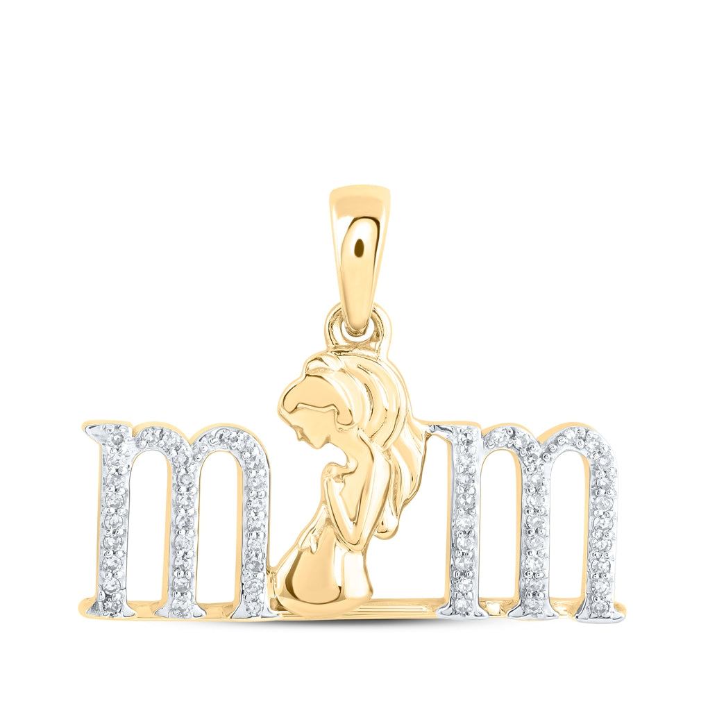 10K Yellow Or Rose Gold Womens Round Diamond Expecting Mom Pendant