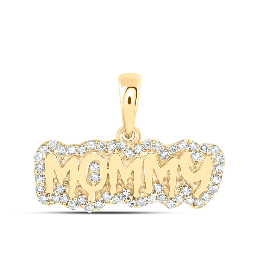 10K Yellow Or White Or Rose Gold Womens Round Diamond MOMMY Mom Pendant