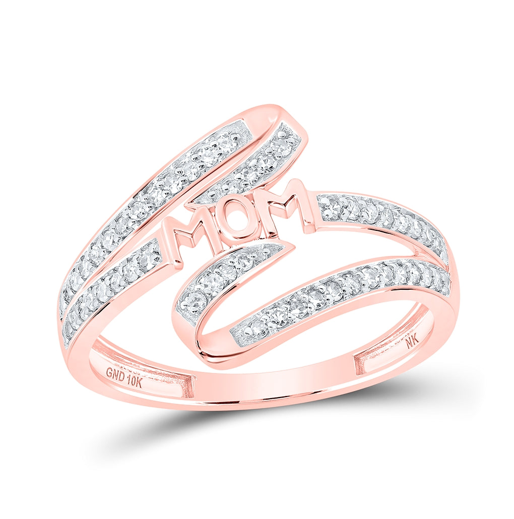 10K Yellow Or White Or Rose Gold Womens Round Diamond Mom Ring , Womens Size: 5-10