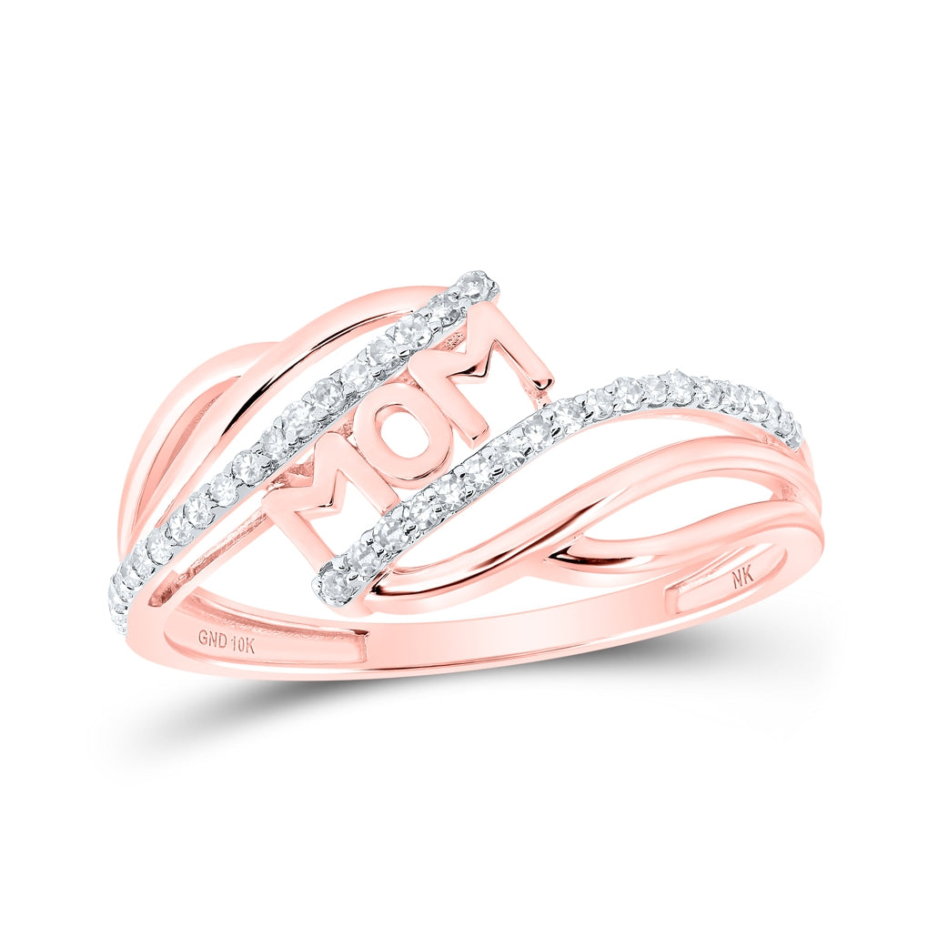 10K Yellow Or White Or Rose Gold Womens Round Diamond Mom Ring , Womens Size: 5-10