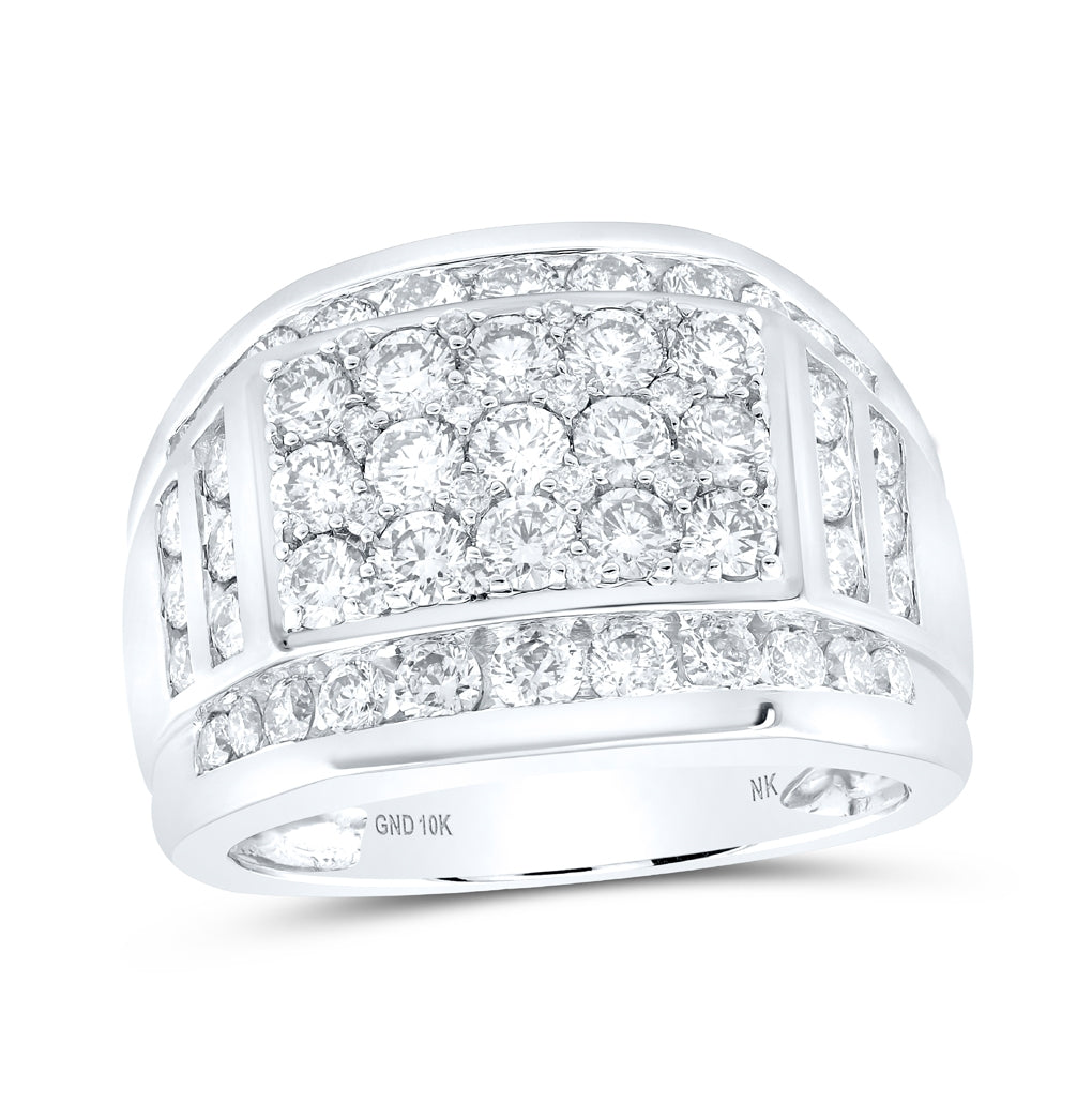 10K White Or Yellow Gold Mens Round Diamond Band Ring , Mens Size: 7-13
