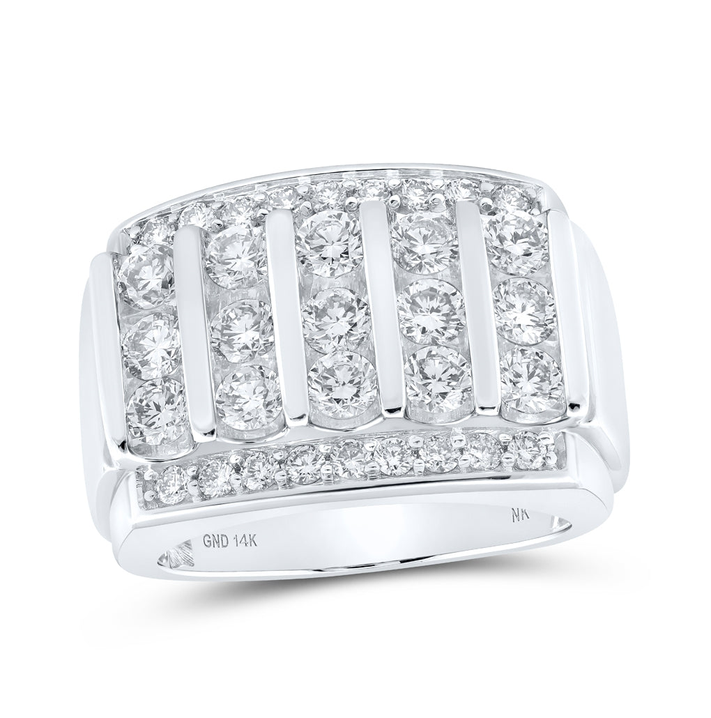 14K White Or Yellow Gold Mens Round Diamond Band Ring , Mens Size: 7-13