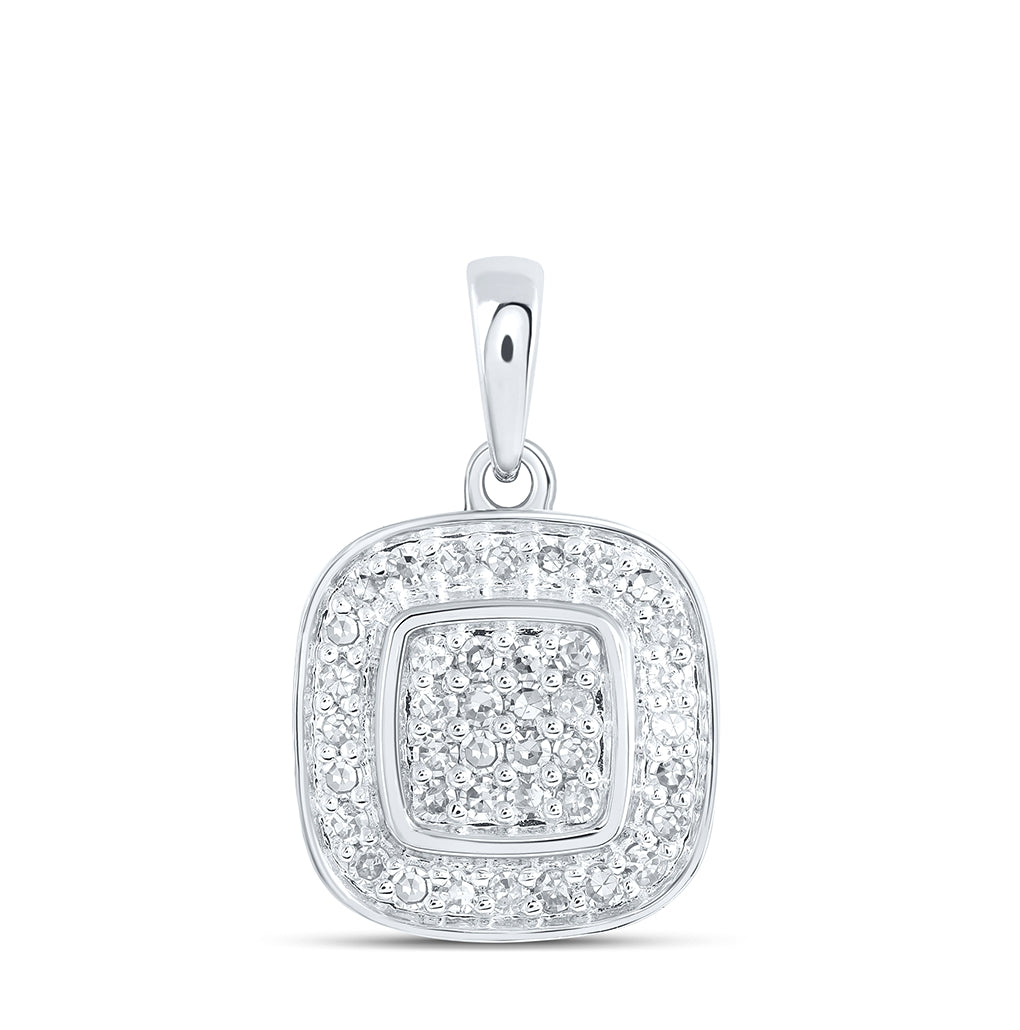 10K White Or Yellow Gold Womens Round Diamond Square Pendant