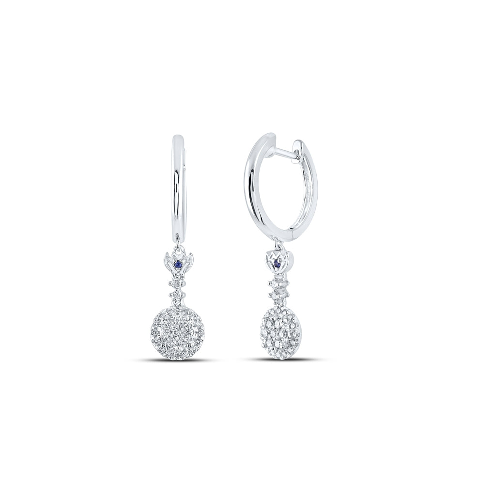 14K White Or Yellow Gold Womens Round Diamond Dangle Earrings
