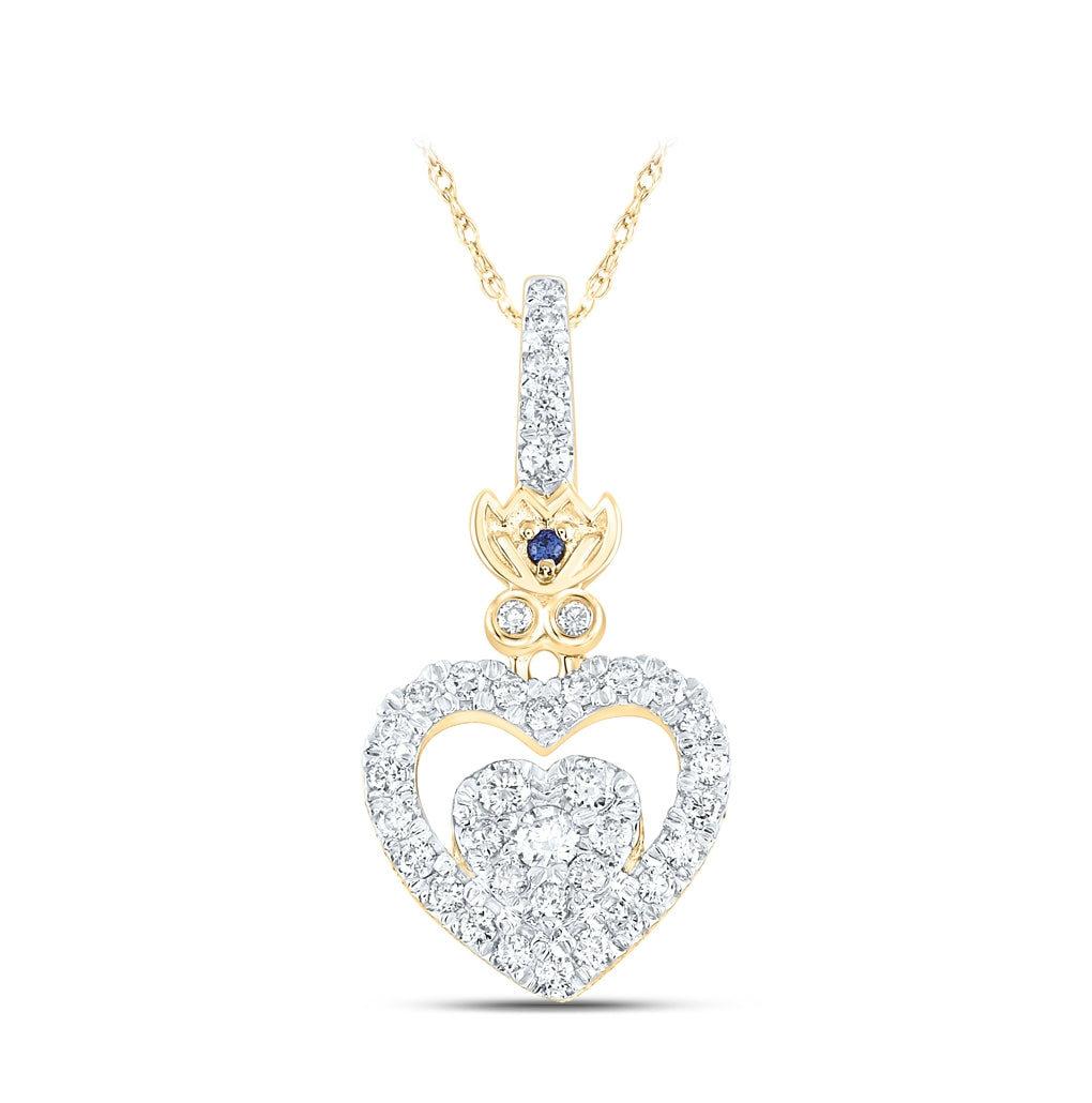 14kt Yellow Gold 1/4ctw Diamond Ana M Heart Pendant