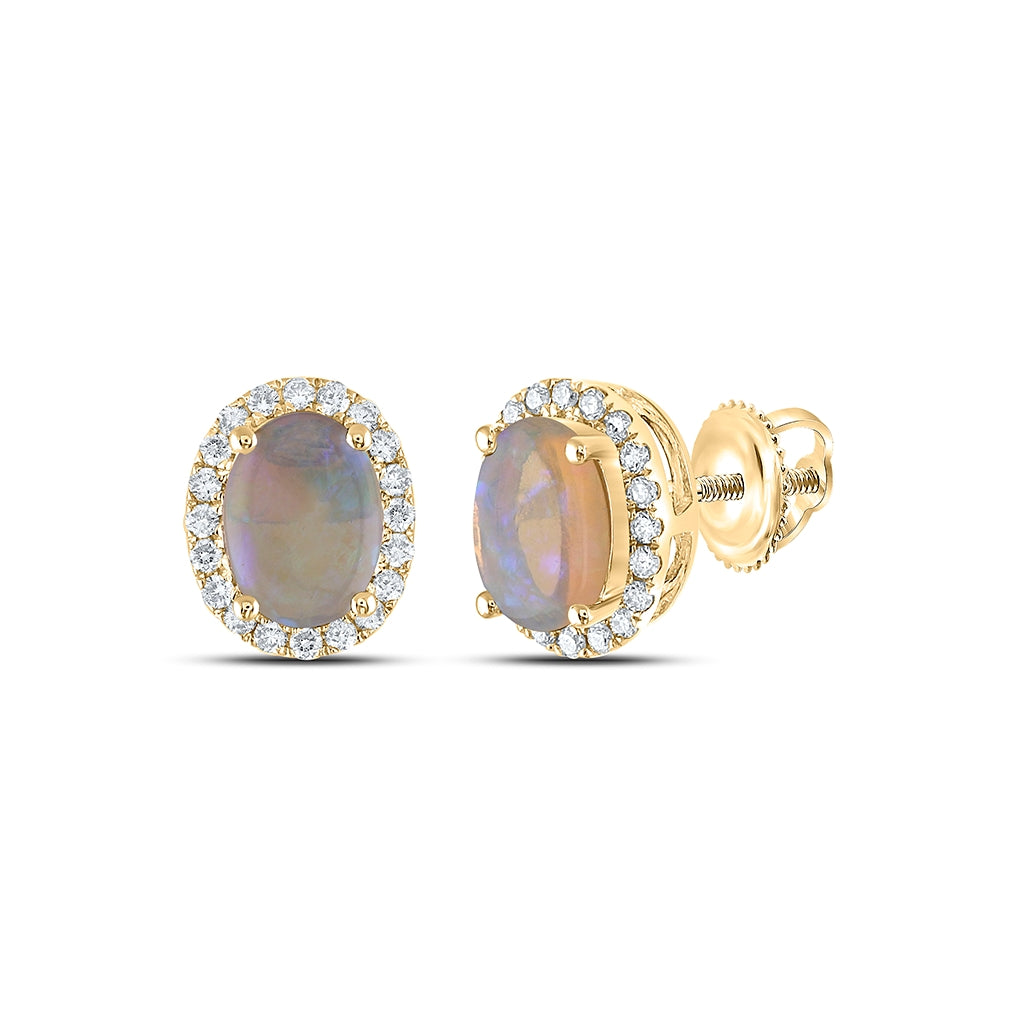 14K Yellow Or White Gold 1/5ctw Diamond Ana M 7x5mm Natural Gem Oval Earring