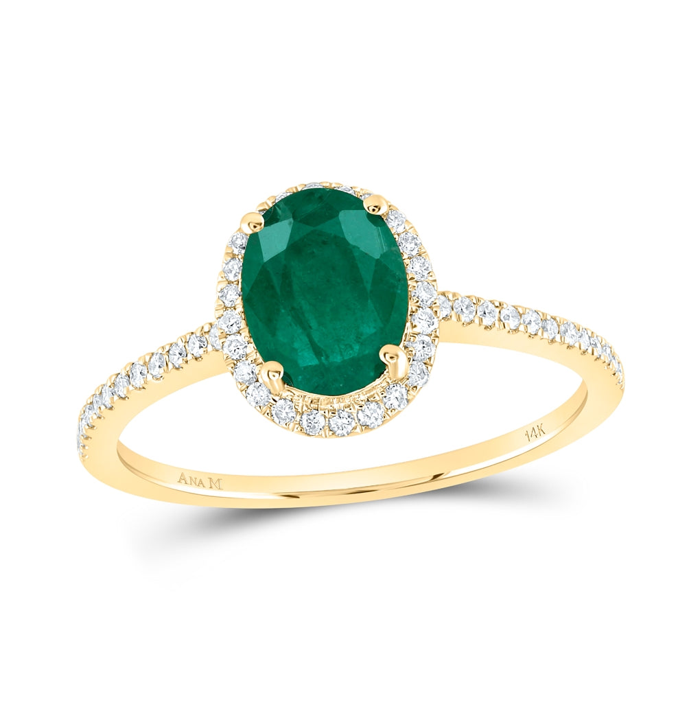 14kt Yellow Or White Gold 1/5ctw Diamond Ana M 8x6mm Emerald Natural Gem Ring