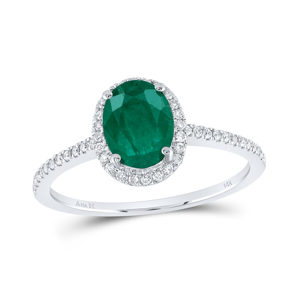 14kt Yellow Or White Gold 1/5ctw Diamond Ana M 8x6mm Emerald Natural Gem Ring