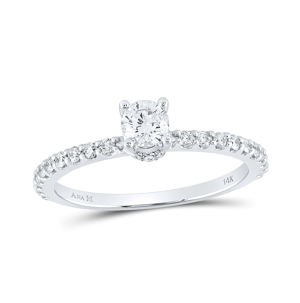 14K White Gold Round Diamond Solitaire Bridal Wedding Engagement Ring 5/8 Cttw, Womens Size: 5-10