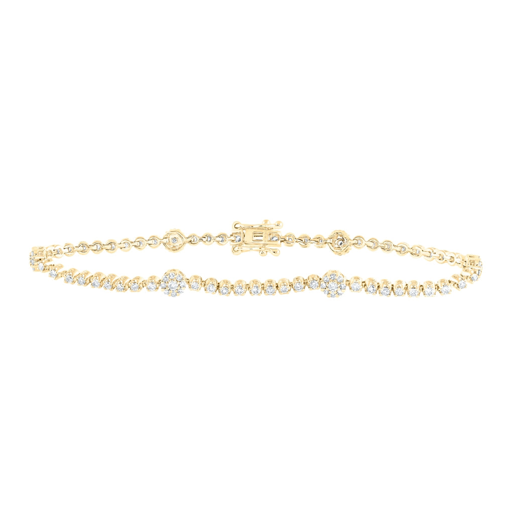 10K White Or Yellow Gold Womens Round Diamond Fashion Bracelet
