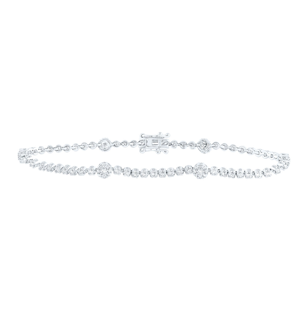10K White Or Yellow Gold Womens Round Diamond Fashion Bracelet