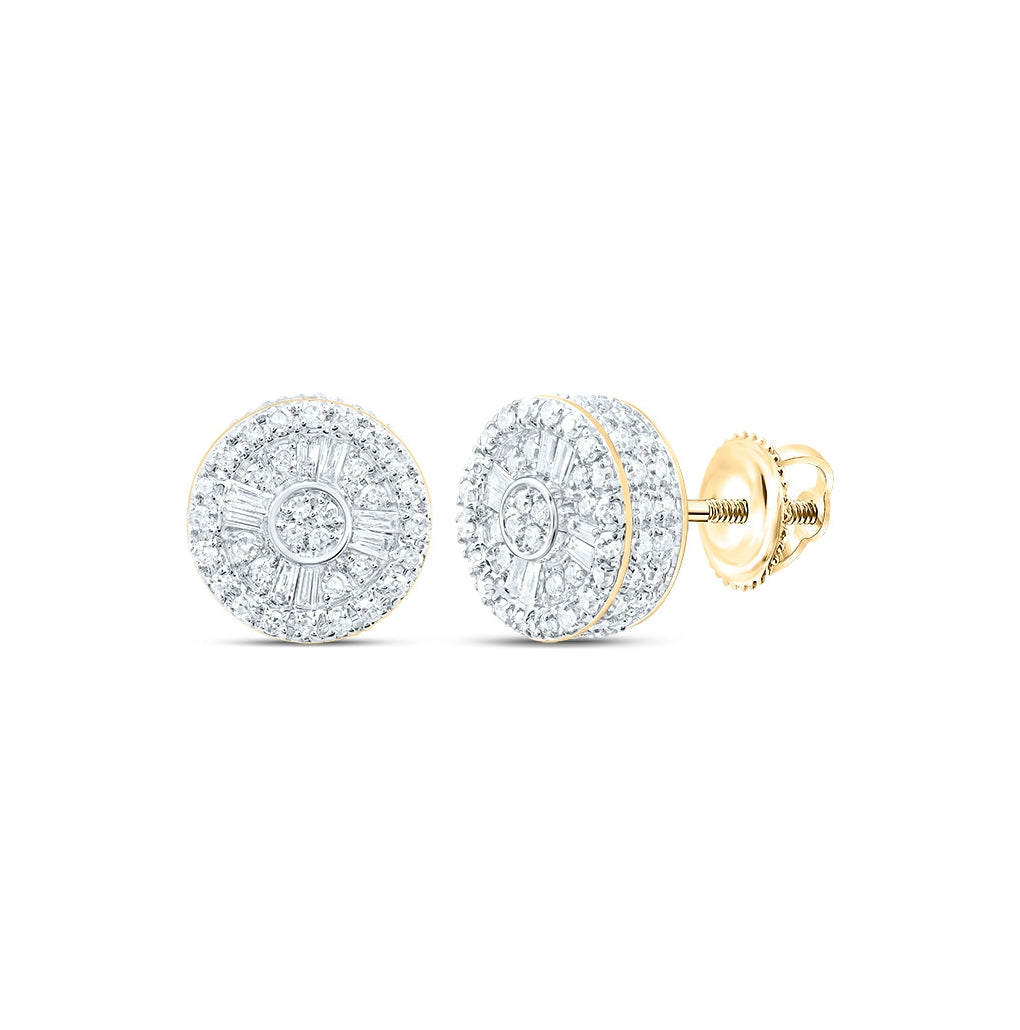 10K White Or Yellow Gold Baguette Diamond Circle Earrings