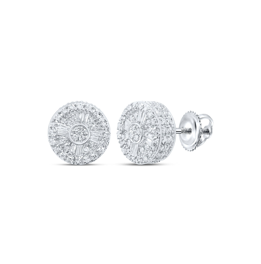 10K White Or Yellow Gold Baguette Diamond Circle Earrings