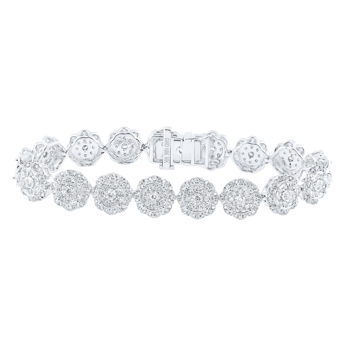 10K White Or Yellow Gold Womens Round Diamond Fashion Bracelet