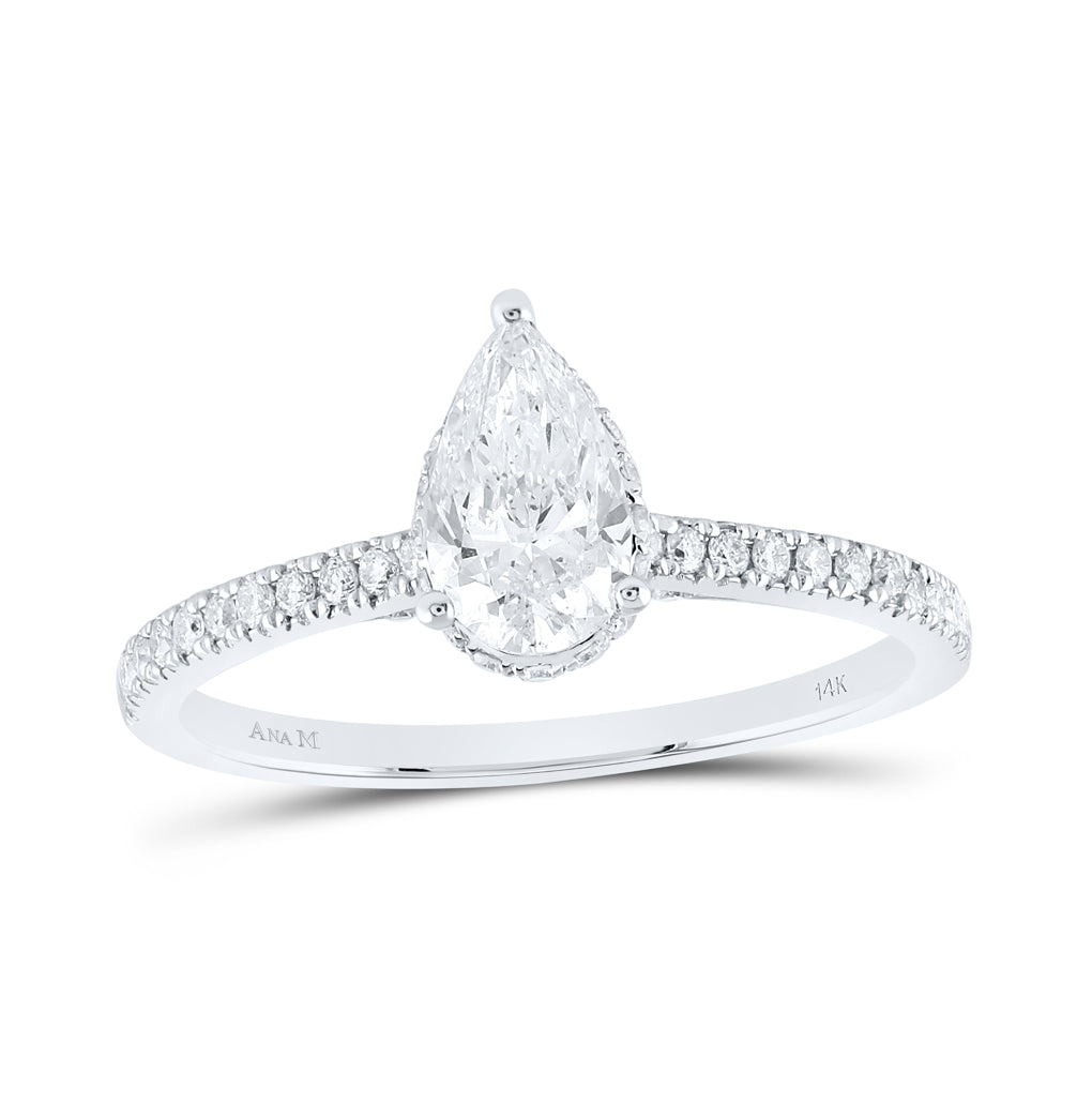 14K White Gold Pear Diamond Solitaire Bridal Wedding Engagement Ring 1ctw, Women's Size: 5-10