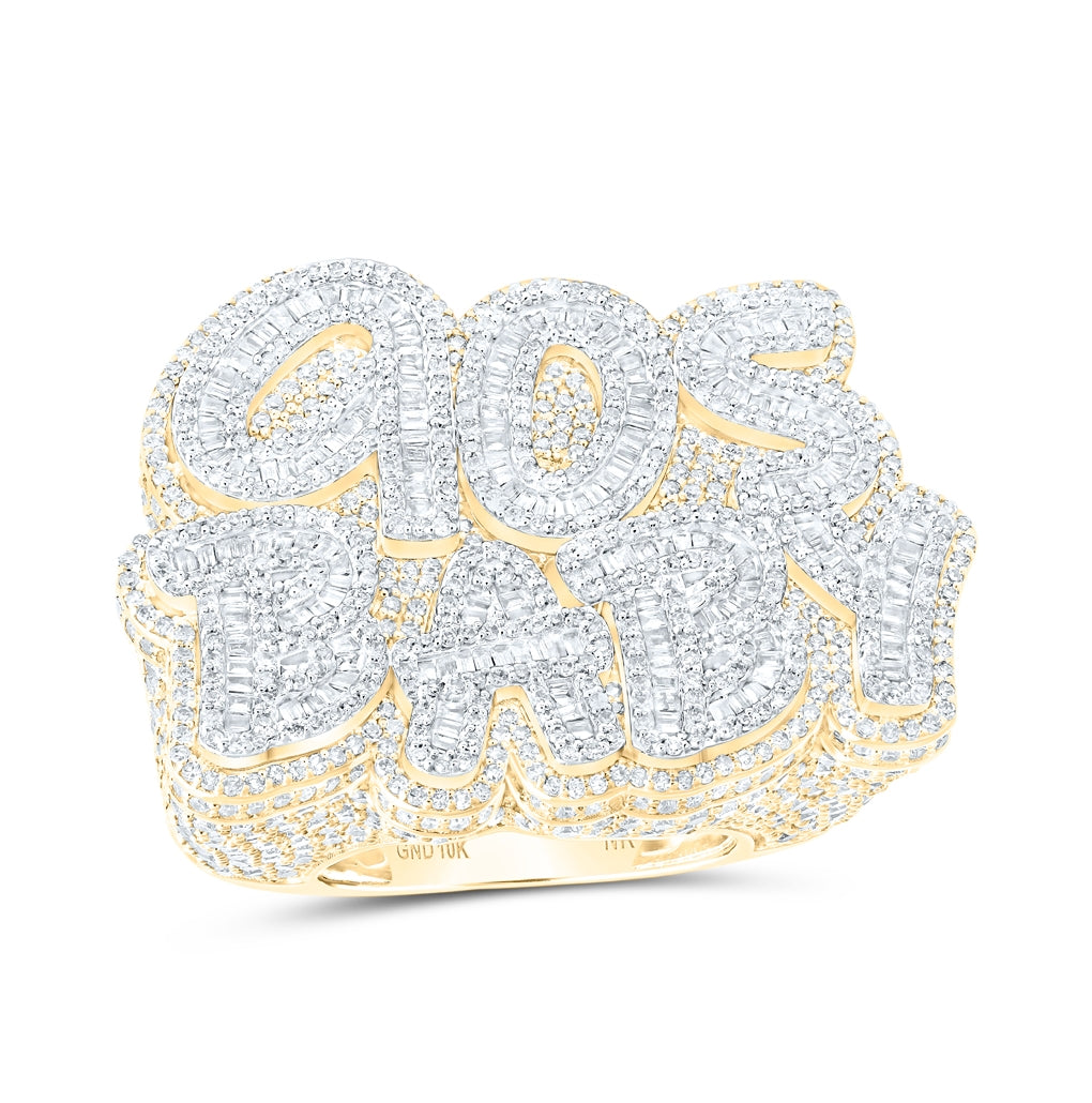 10K Yellow Gold Mens Round Diamond 90s BABY Phrase Ring 6-1/2 Cttw, Mens Size: 7-13
