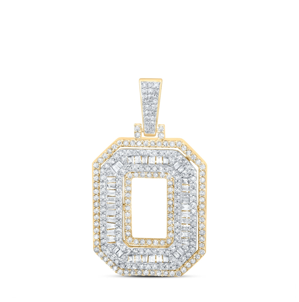 10K Yellow Gold Mens Round Diamond Initial Letter Charm Pendant