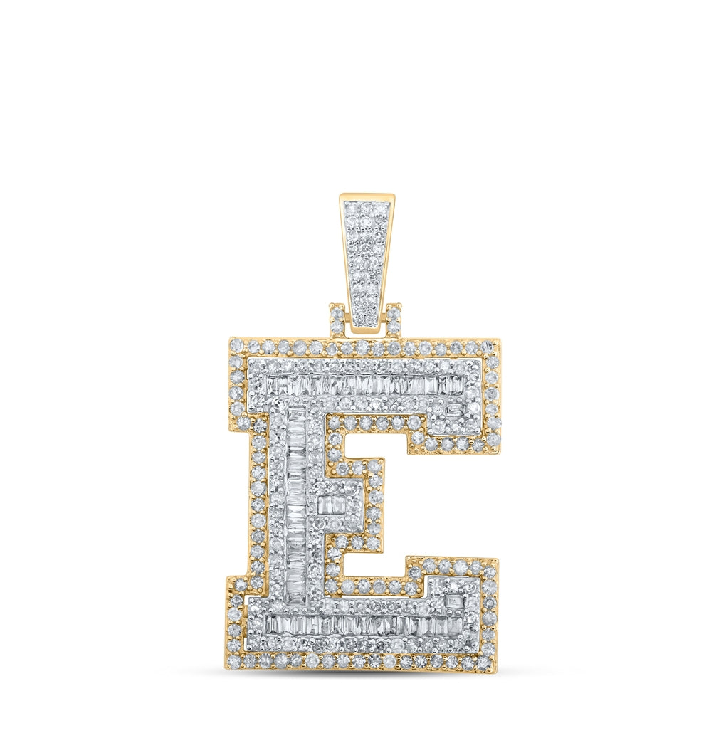 10K Yellow Gold Mens Round Diamond Initial Letter Charm Pendant
