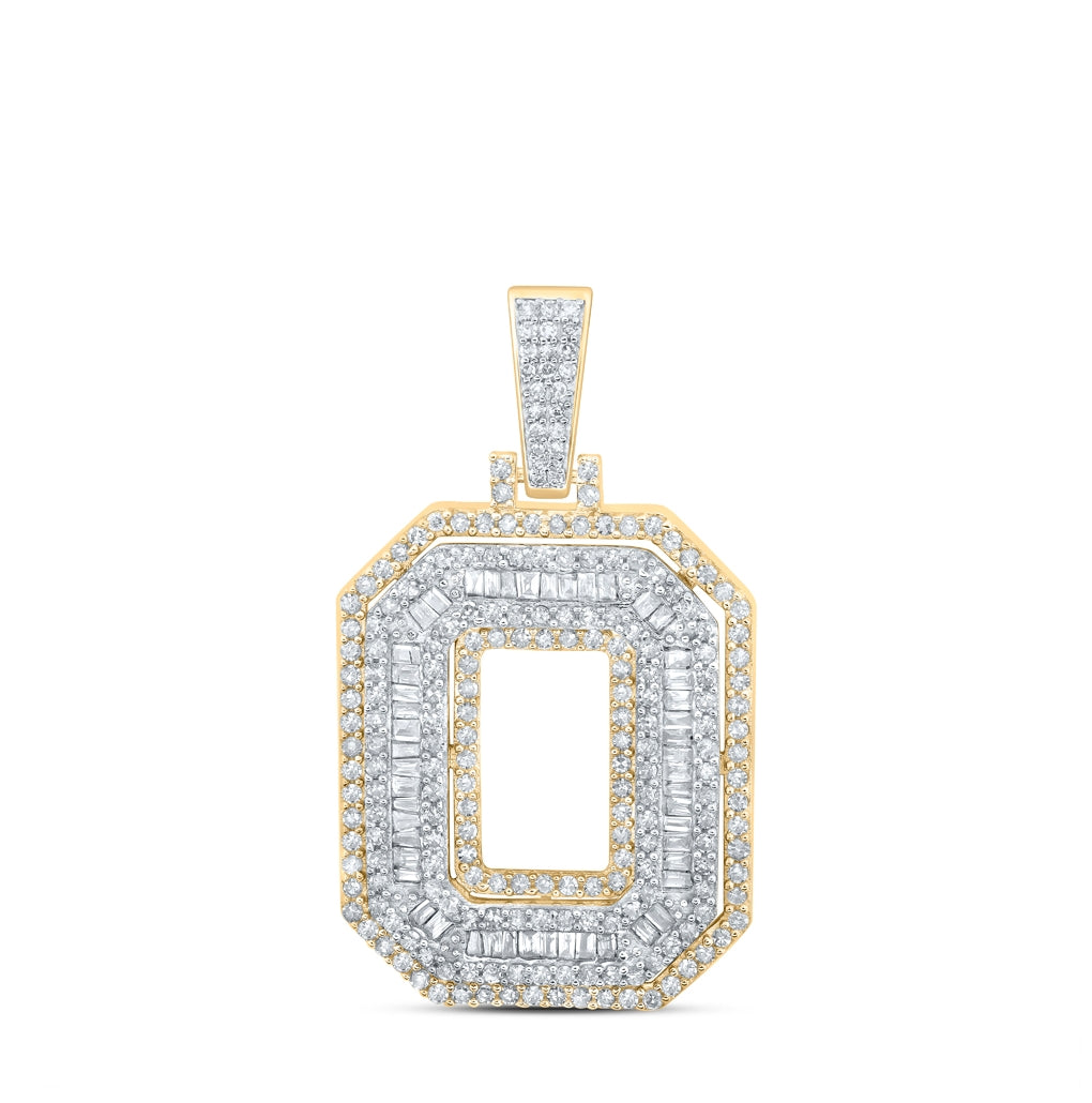 10K Yellow Gold Mens Round Diamond Initial Letter Charm Pendant
