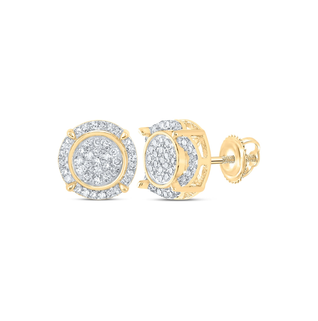 10K Yellow Gold Round Diamond Cluster Earrings 1/4ctw