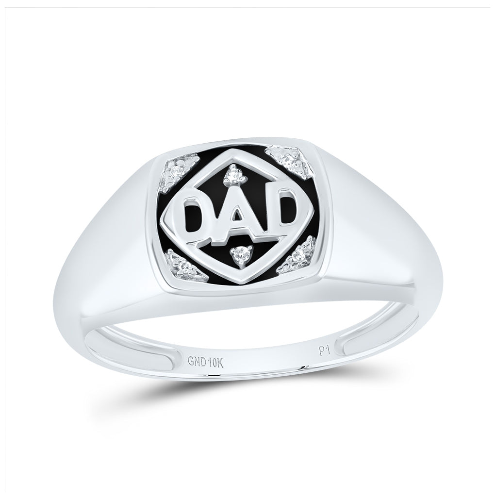 10K White Or Yellow Gold Mens Round Diamond DAD Band Ring , Mens Size: 7-13