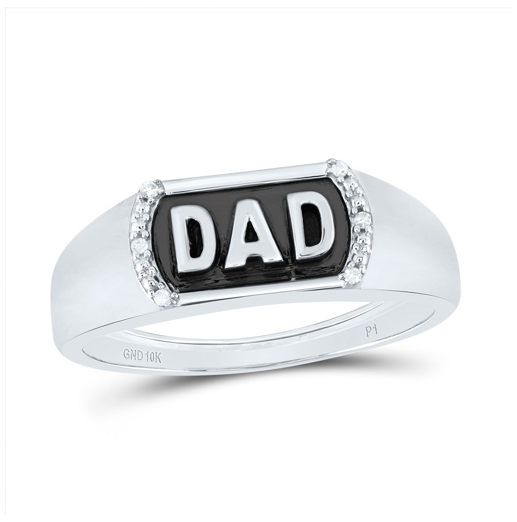 10K White Or Yellow Gold Mens Round Diamond DAD Band Ring , Mens Size: 7-13