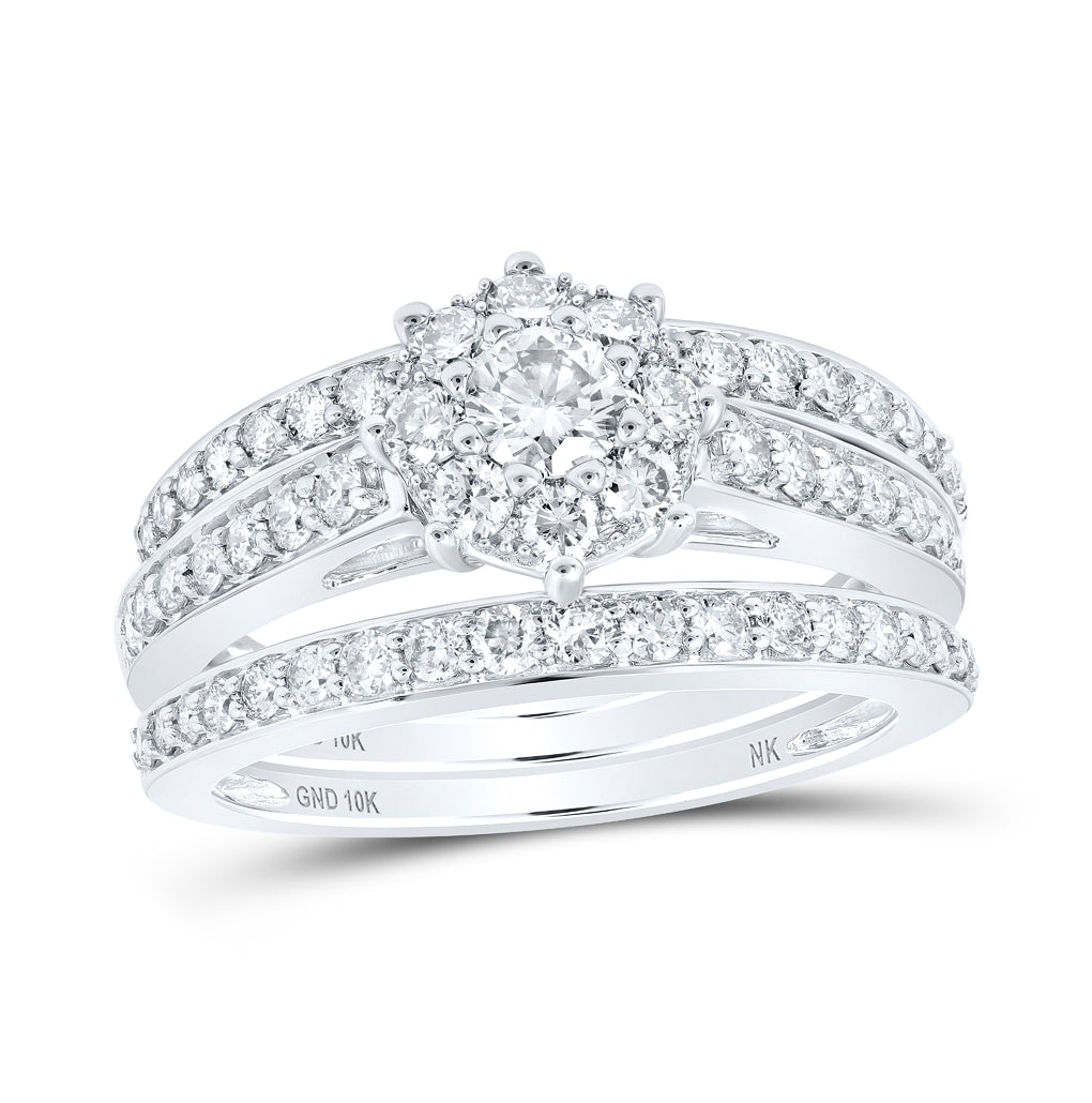 10kt White Gold 1 1/3ctw Diamond Nk 1/5ct-crd Bridal Set
