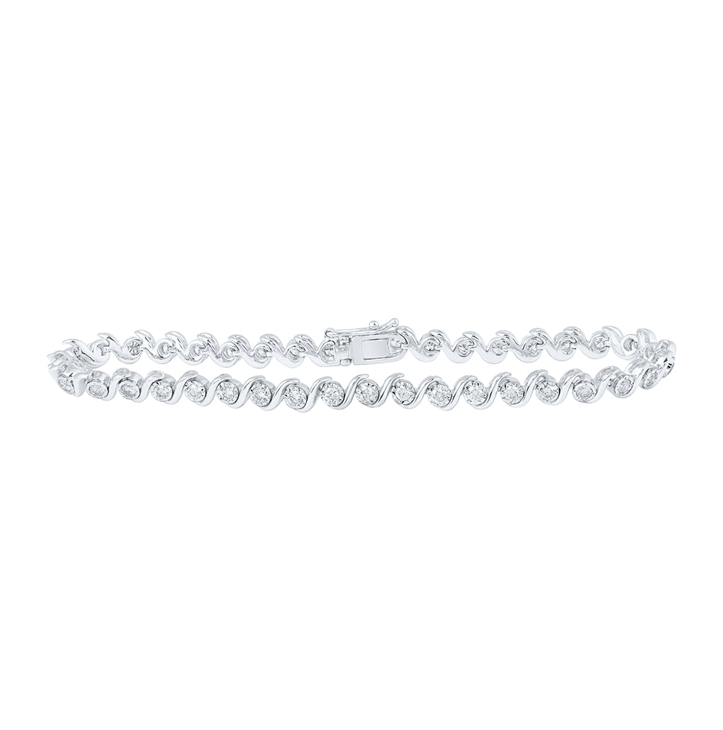 10kt White Gold Womens Round Diamond Tennis Bracelet 1-1/2 Cttw (7 Inch)