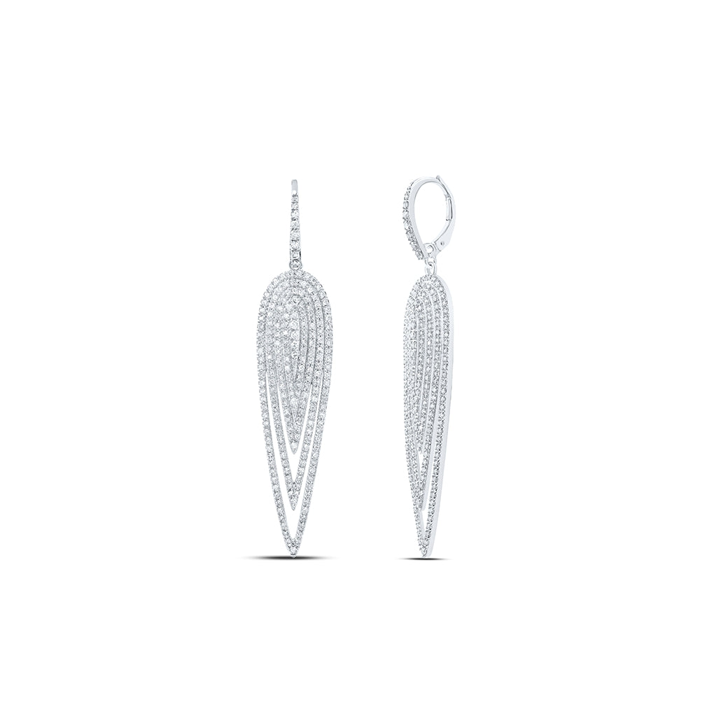 10K White Gold Womens Round Diamond Fashion Earring 1-1/2 Cttw
