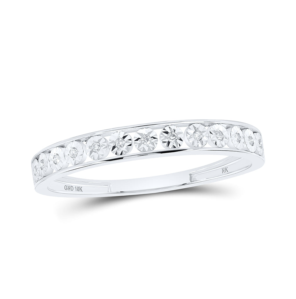 10K White Or Yellow Gold Womens Round Diamond Band Ring , Womens Size: 5-10