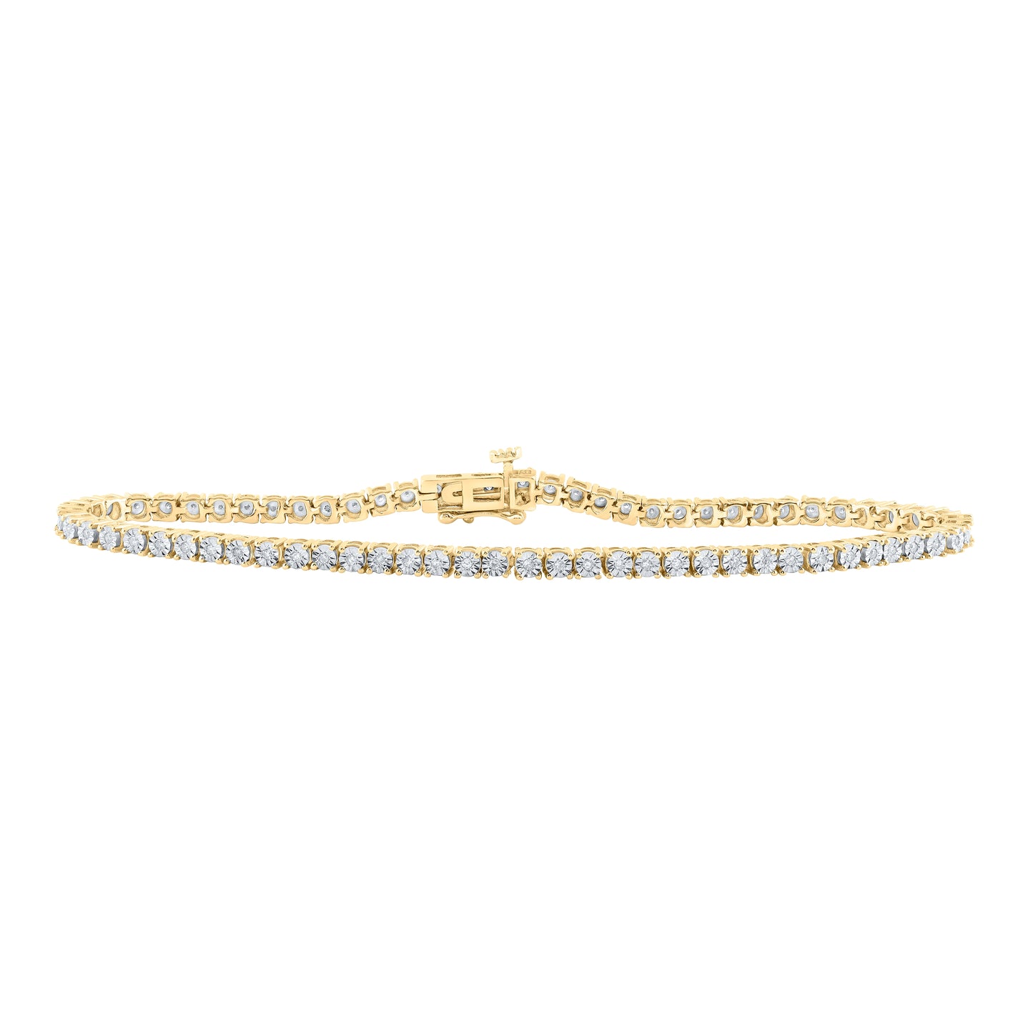 Sterling Silver Womens Round Diamond Single Row Fashion Bracelet 1/3 Cttw