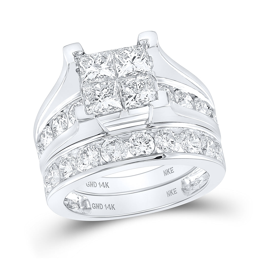 14kt White Gold 4ct Diamond Nke Tessera Invisible Bridal Set