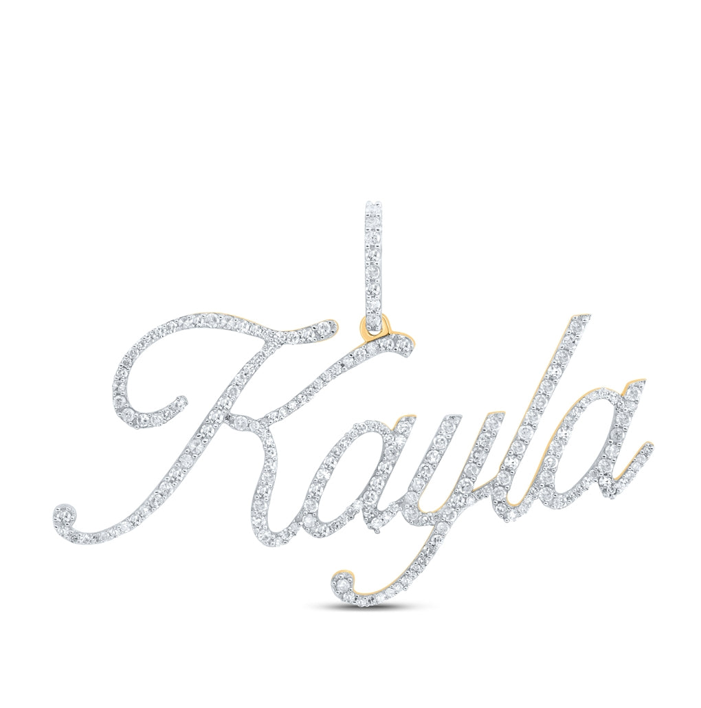 10K Yellow Gold Womens Round Diamond Name Pendant