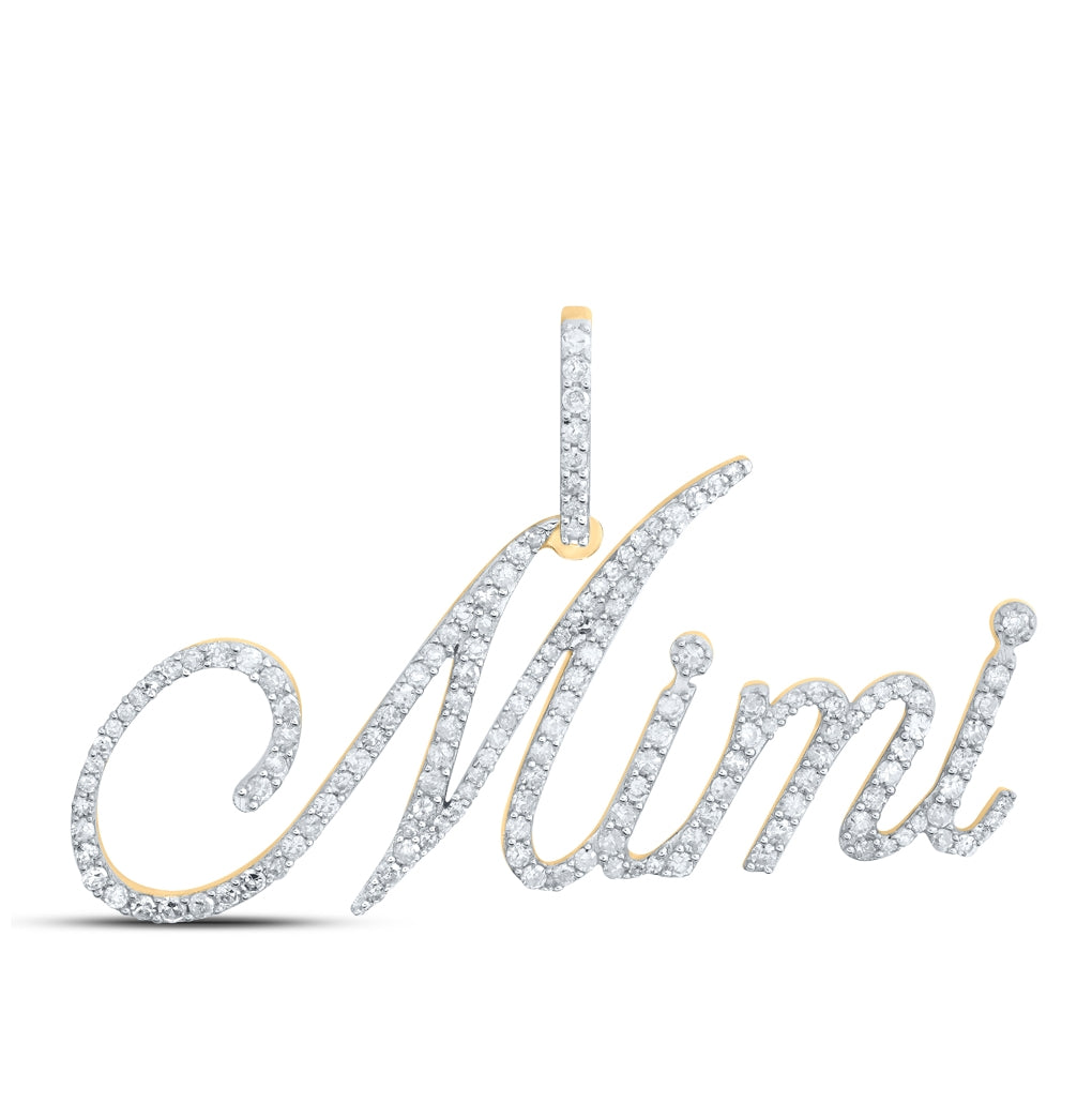 10K Yellow Gold Womens Round Diamond Name Pendant