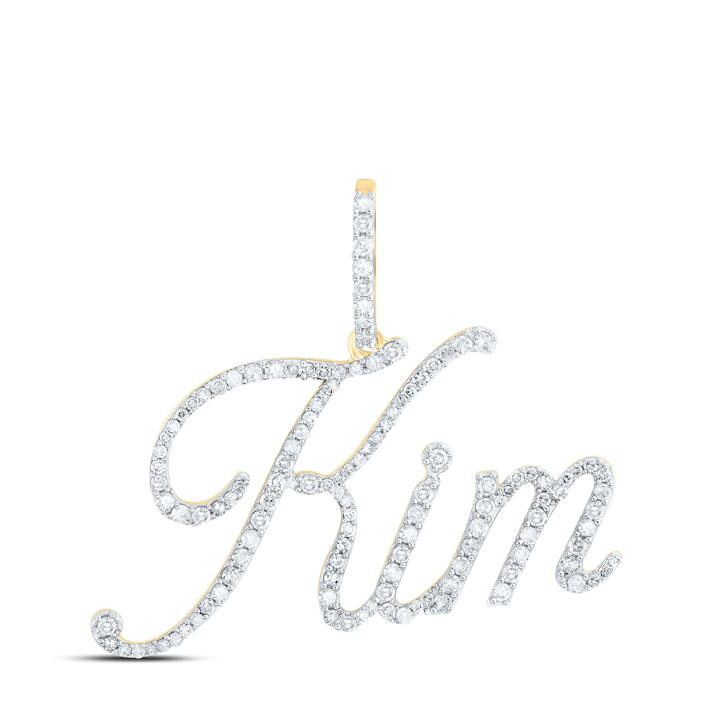10K Yellow Gold Womens Round Diamond Name Pendant