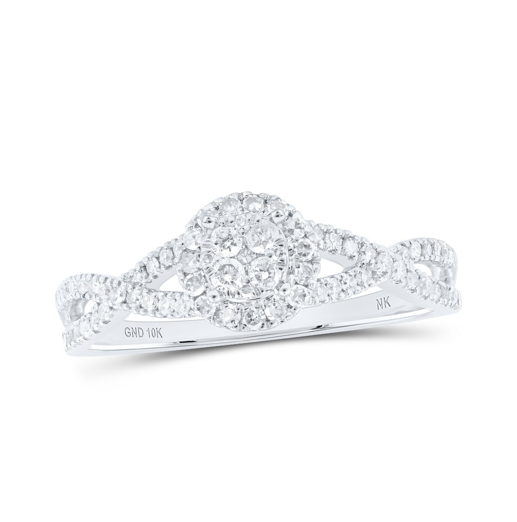 10K White Or Yellow Gold Womens Round Diamond Cluster Ring , Womens Size: 5-10