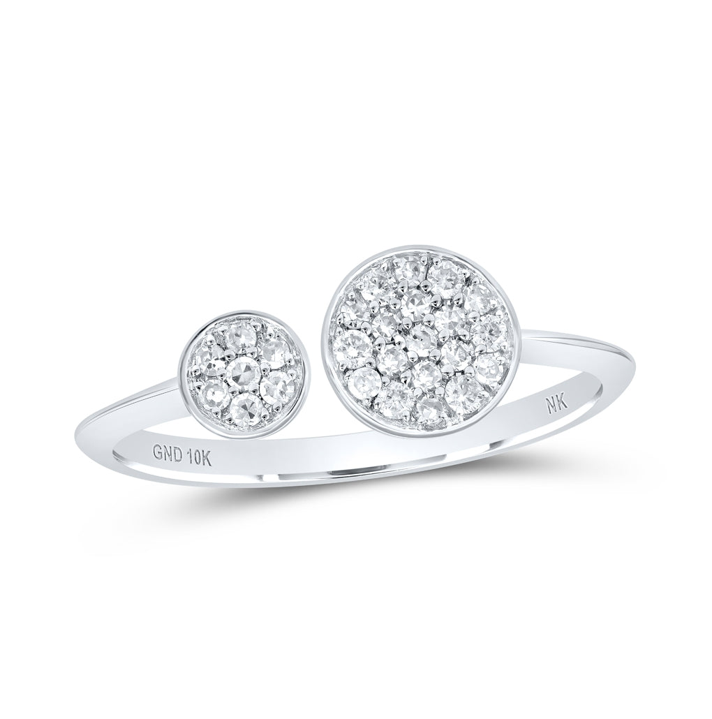 10K White Or Yellow Gold Womens Round Diamond Bisect Circle Band Ring , Womens Size: 5-10