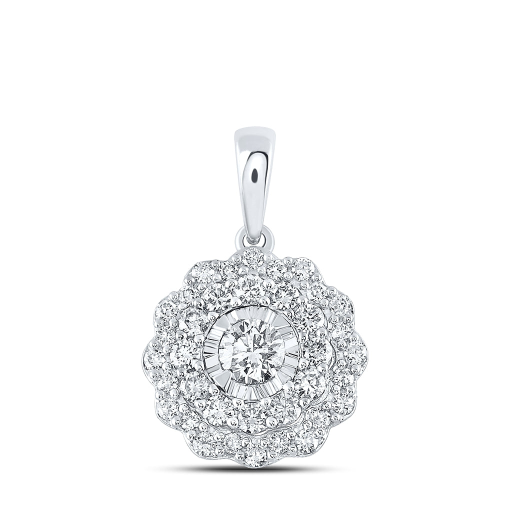 10K Yellow Or White Or Rose Gold Womens Round Diamond Fashion Pendant
