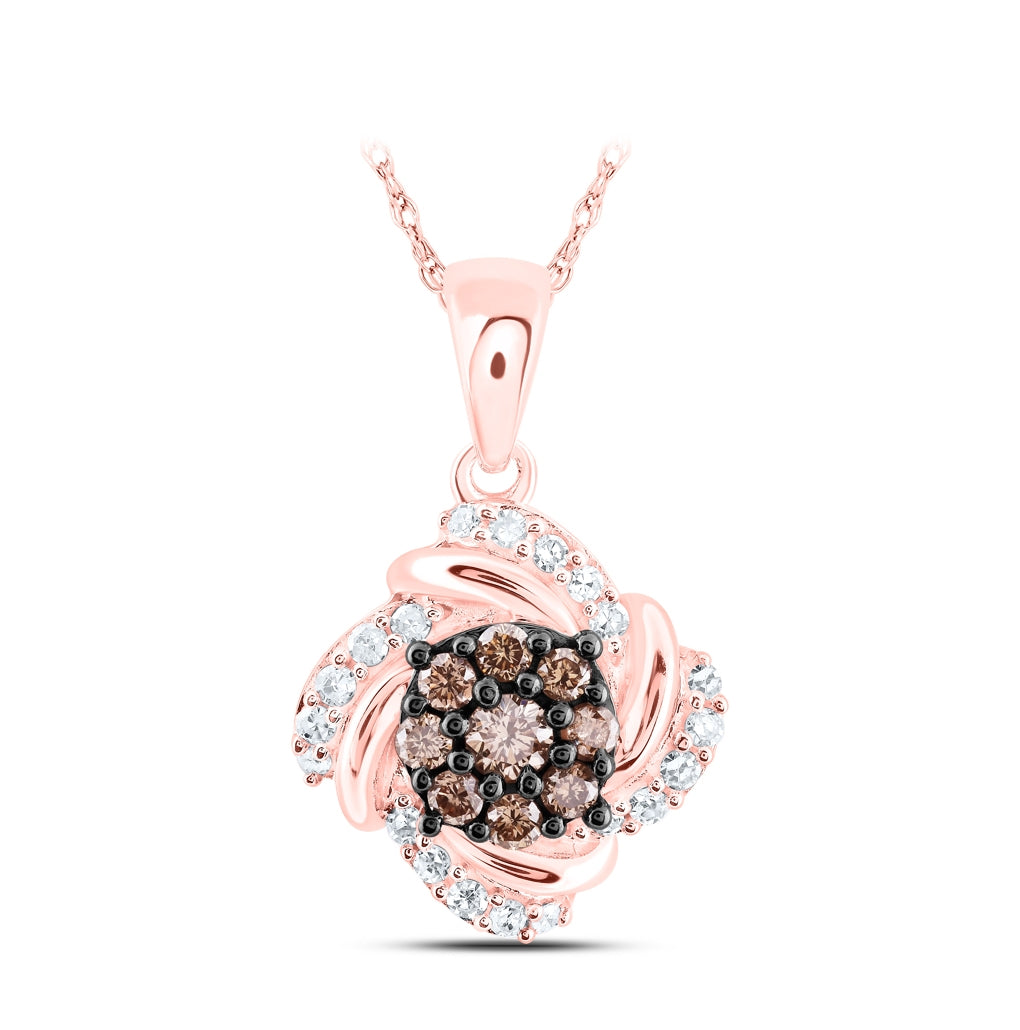 10kt Rose Gold 1/3ctw Diamond Cognac Pendant