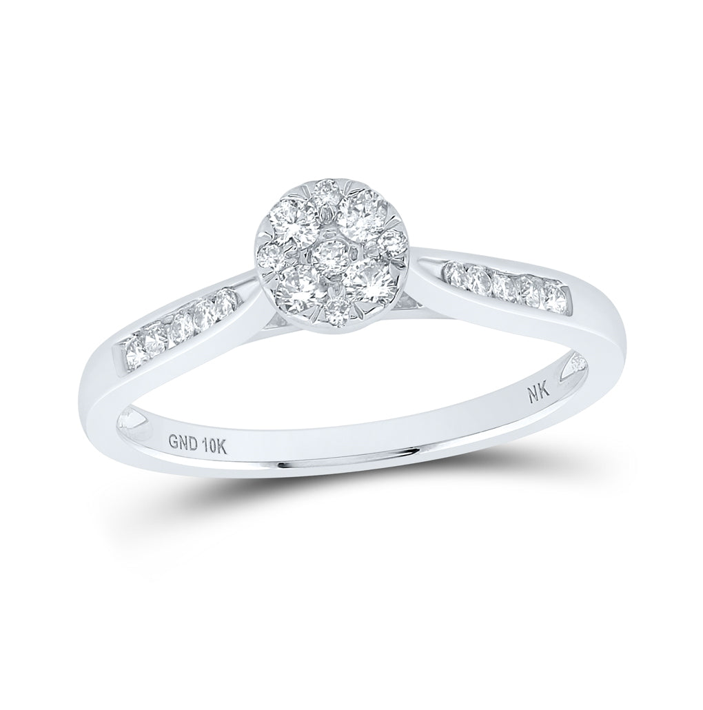 10K White Or Yellow Gold Womens Round Diamond Cluster Ring , Womens Size: 5-10
