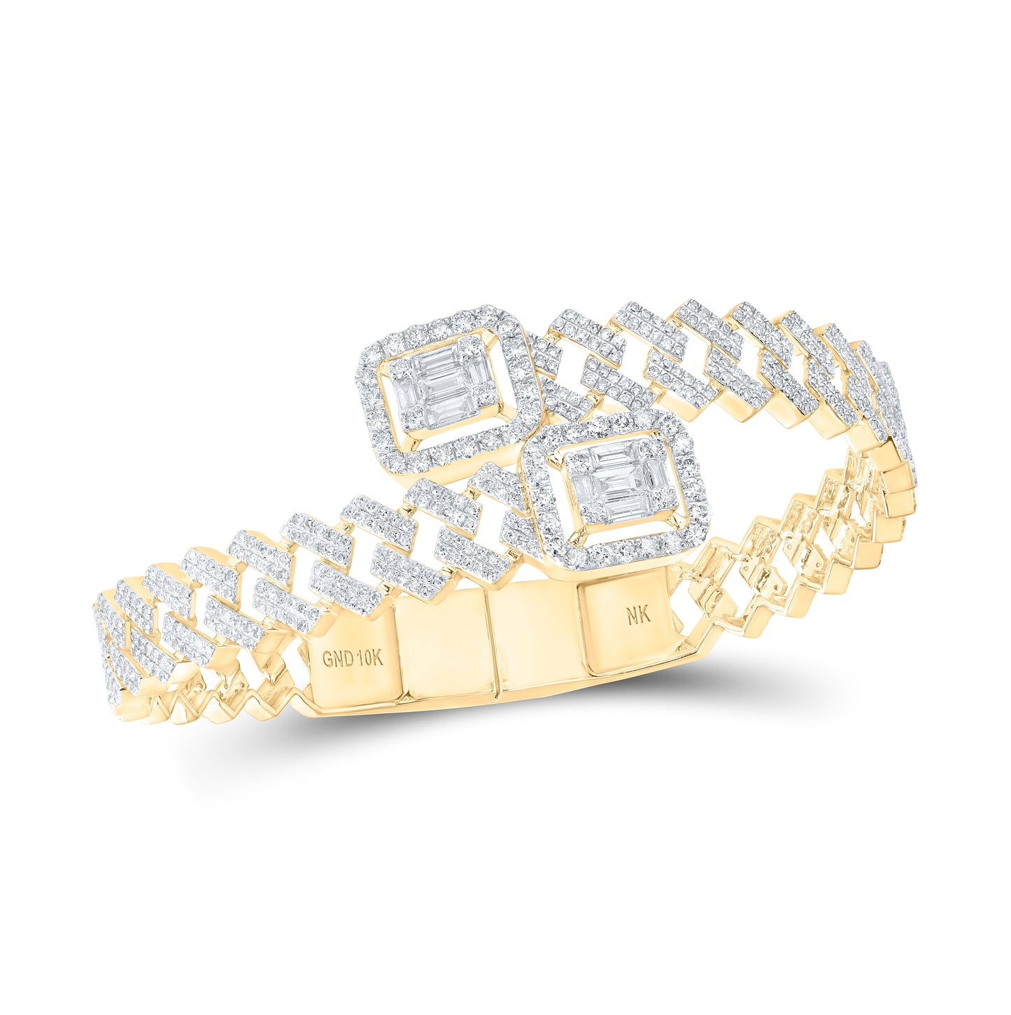 10kt Yellow Gold 4 5/8 Ctw Diamond Nk (10mm) Mens Bangle