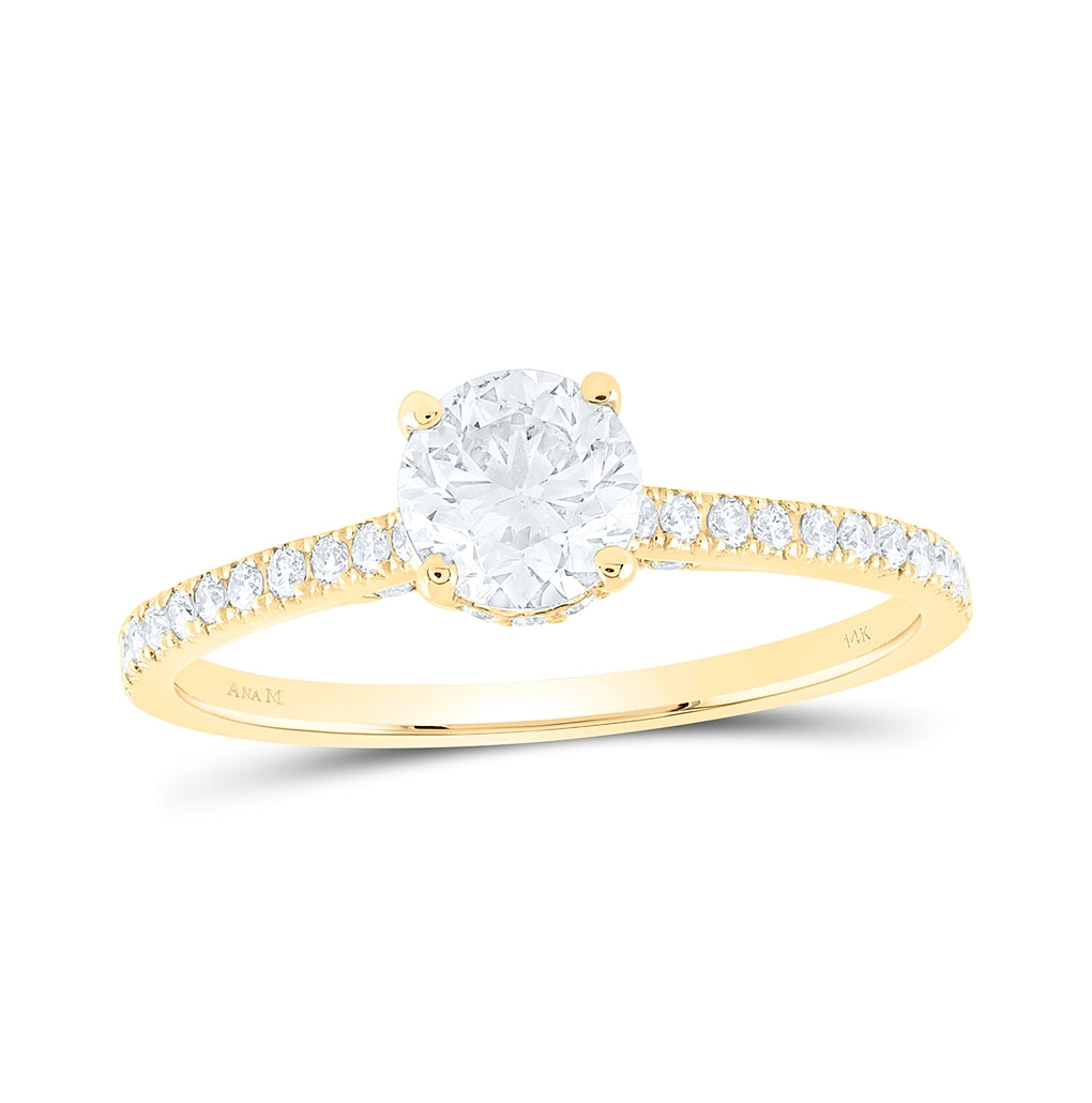 14kt Yellow Gold 1ctw Diamond Ana M 3/4ct-crd Engagement Ring